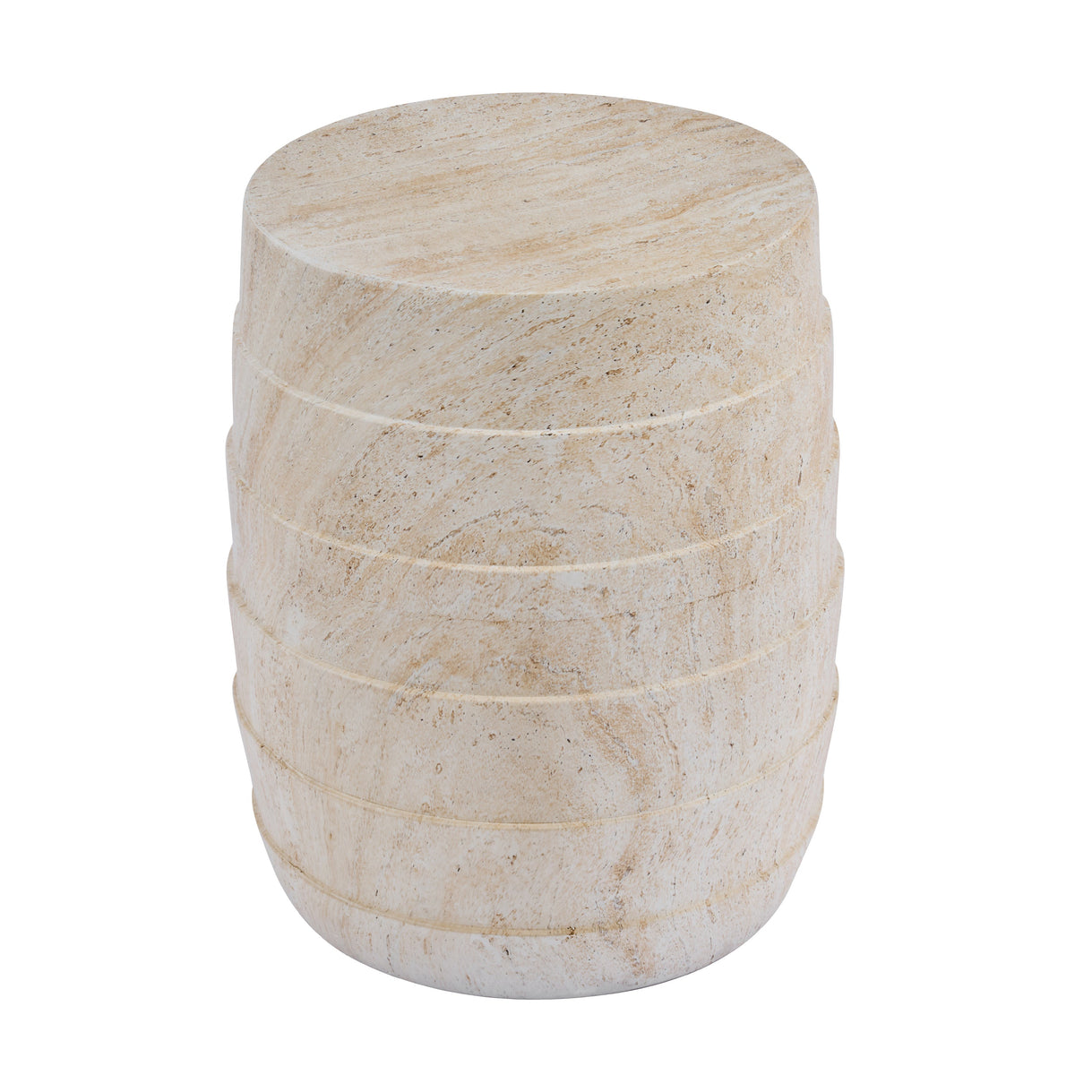 Modern Beige Outdoor Side Table with Ribbed