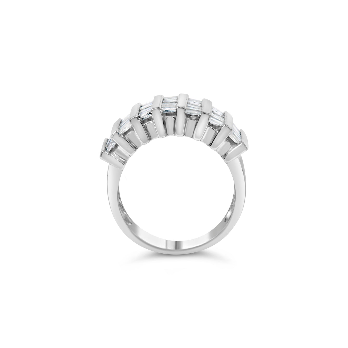 Ring .925 Sterling Silver baguette diamond vertical channel band, multi-row unisex on Tampa Home & Garden Store