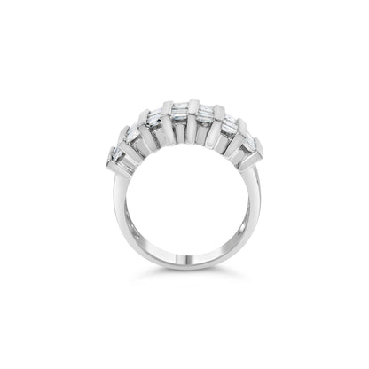 Ring .925 Sterling Silver baguette diamond vertical channel band, multi-row unisex on Tampa Home & Garden Store