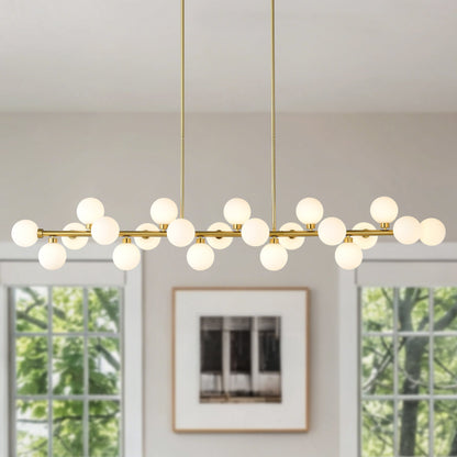 75.6'' large pendant lamp with opal glass globes in brass finish by HouseOfZazla on Tampa Home & Garden Store