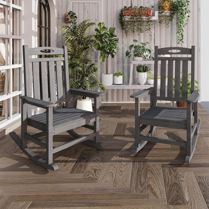 Outdoor rocking chairs set of 2 in grey HDPE for adults by HouseOfZazla on Tampa Home & Garden Store