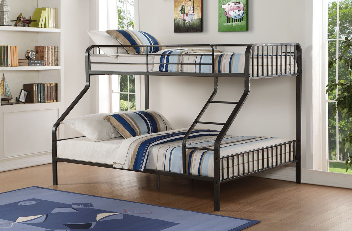 Caius Twin Long Queen Modern Bunk Bed Gunmetal