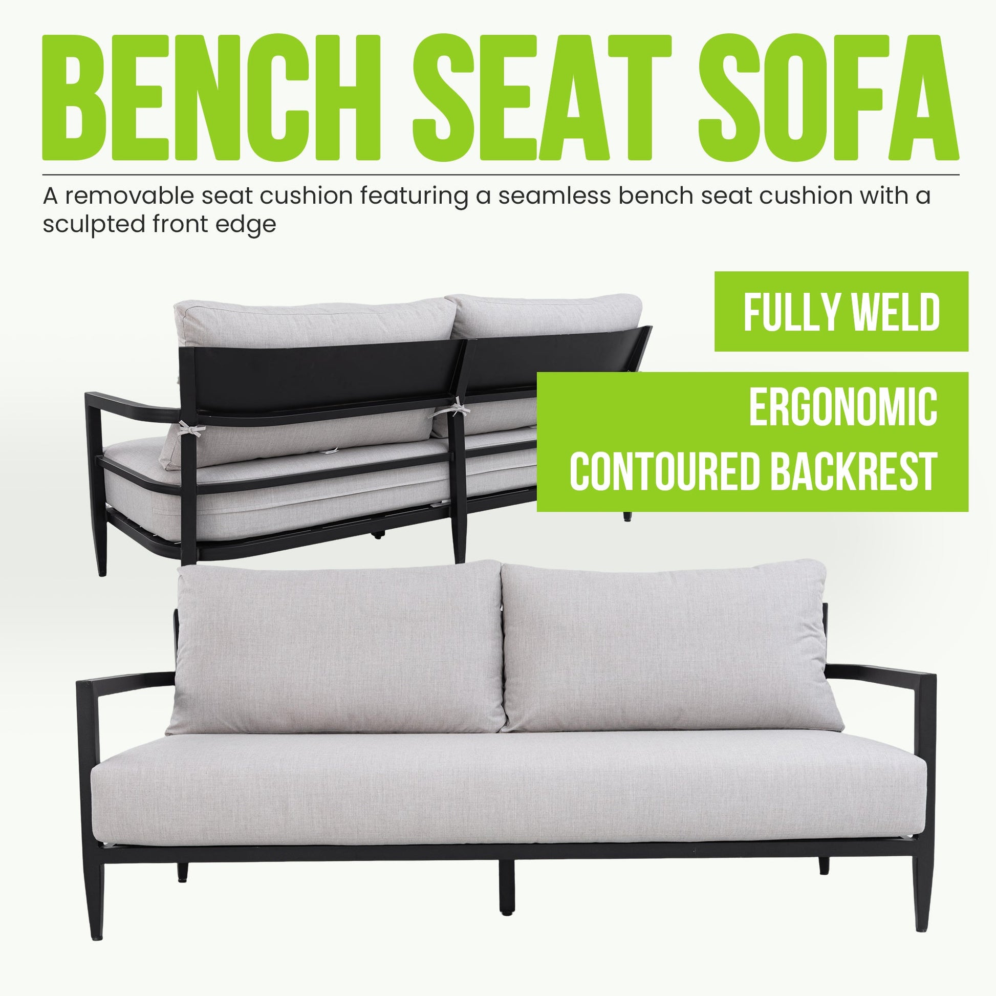 6pc Outdoor Conversation Set with Swivel Chairs by HouseOfZazla, black frame, gray cushions on Tampa Home & Garden Store