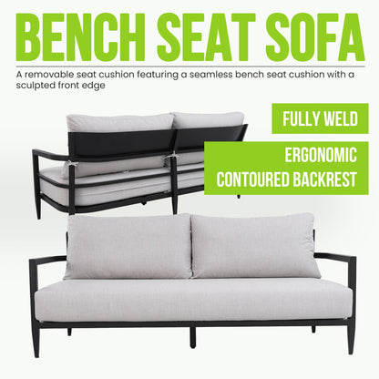 6pc Outdoor Conversation Set with Swivel Chairs by HouseOfZazla, black frame, gray cushions on Tampa Home & Garden Store