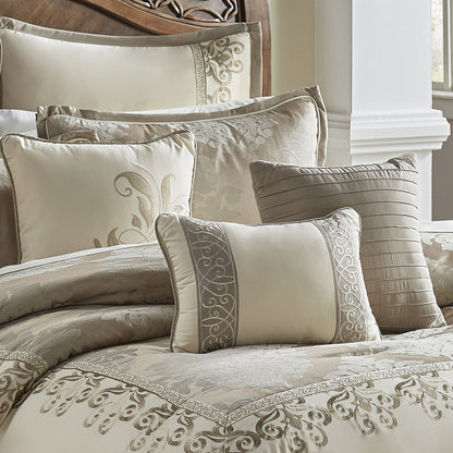 Hillcrest Ivory Damask and Jacquard Comforter Set