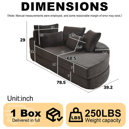 Semi Circular Corduroy Sofa Bed With Pillow
