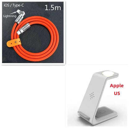 2-pack 3-in-1 wireless charging stand with orange 1.5m iOS/Type-C cable on Tampa Home & Garden Store