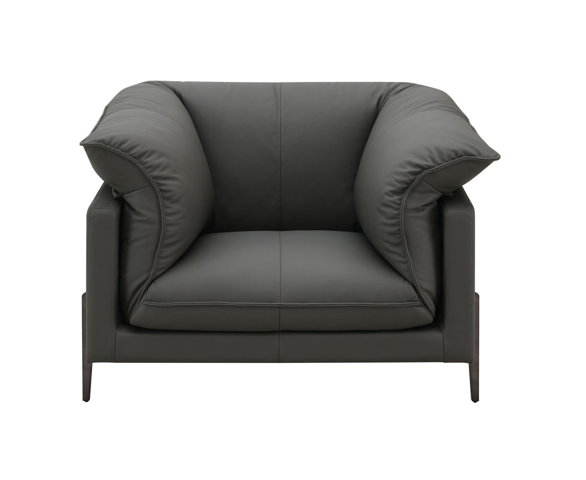 Top grain leather arm chair with memory foam cushions in black by HouseOfZazla on Tampa Home & Garden Store