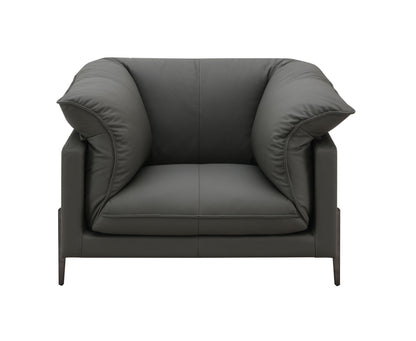 Top grain leather arm chair with memory foam cushions in black by HouseOfZazla on Tampa Home & Garden Store