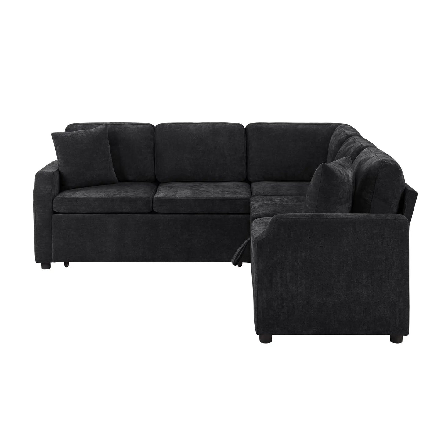 Modern L-shaped sleeper sectional sofa bed with hidden storage in charcoal fabric by Unique Piece Furniture on Tampa Home & Garden Store