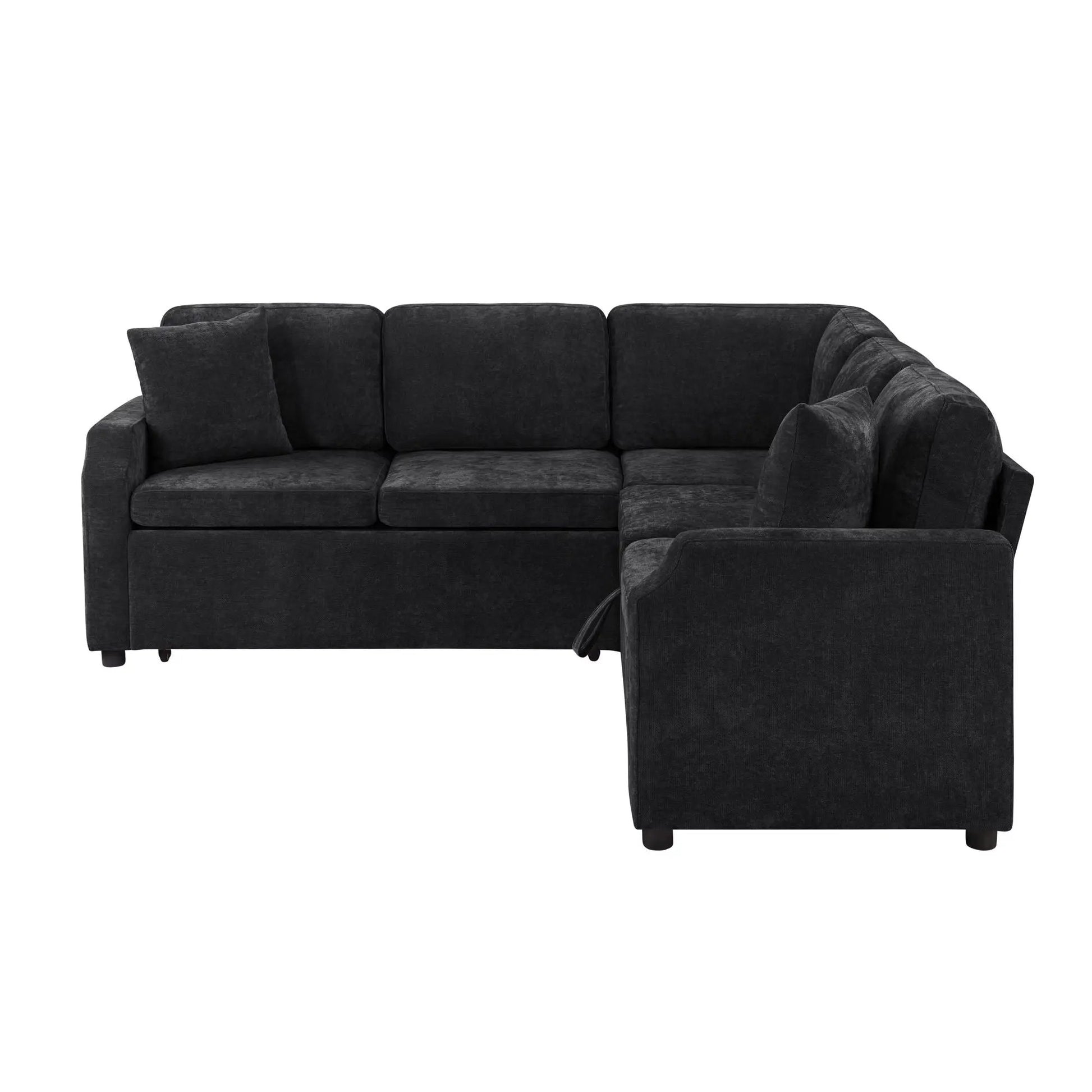 Modern L-shaped sleeper sectional sofa bed with hidden storage in charcoal fabric by Unique Piece Furniture on Tampa Home & Garden Store