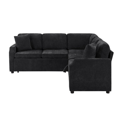 Modern L-shaped sleeper sectional sofa bed with hidden storage in charcoal fabric by Unique Piece Furniture on Tampa Home & Garden Store