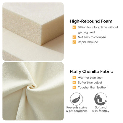 Modern Luxury Modular Sectional Sofa Set beige fluffy chenille fabric high rebound foam on Tampa Home & Garden Store