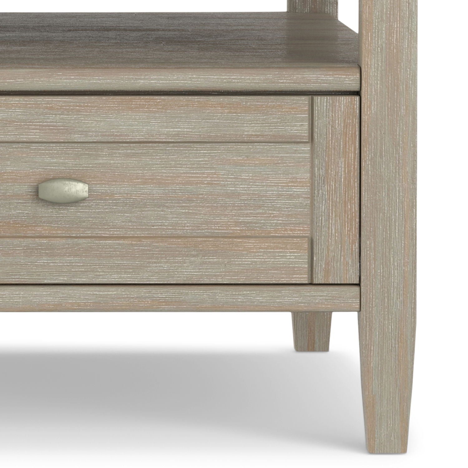 Warm Shaker coffee table in wood with a single drawer and silver knob, tapered legs on Tampa Home & Garden Store