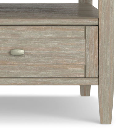 Warm Shaker coffee table in wood with a single drawer and silver knob, tapered legs on Tampa Home & Garden Store