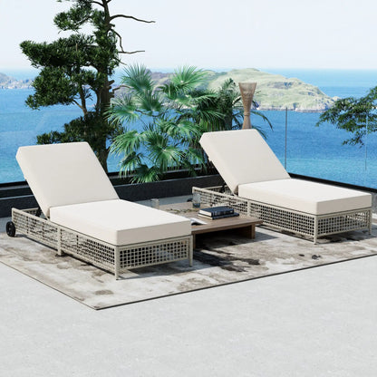 Lounge Chair With 5 Position Backrest Wheels
