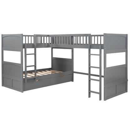 Bunk bed with loft gray HouseOfZazla, 2 under-bed drawers on Tampa Home & Garden Store