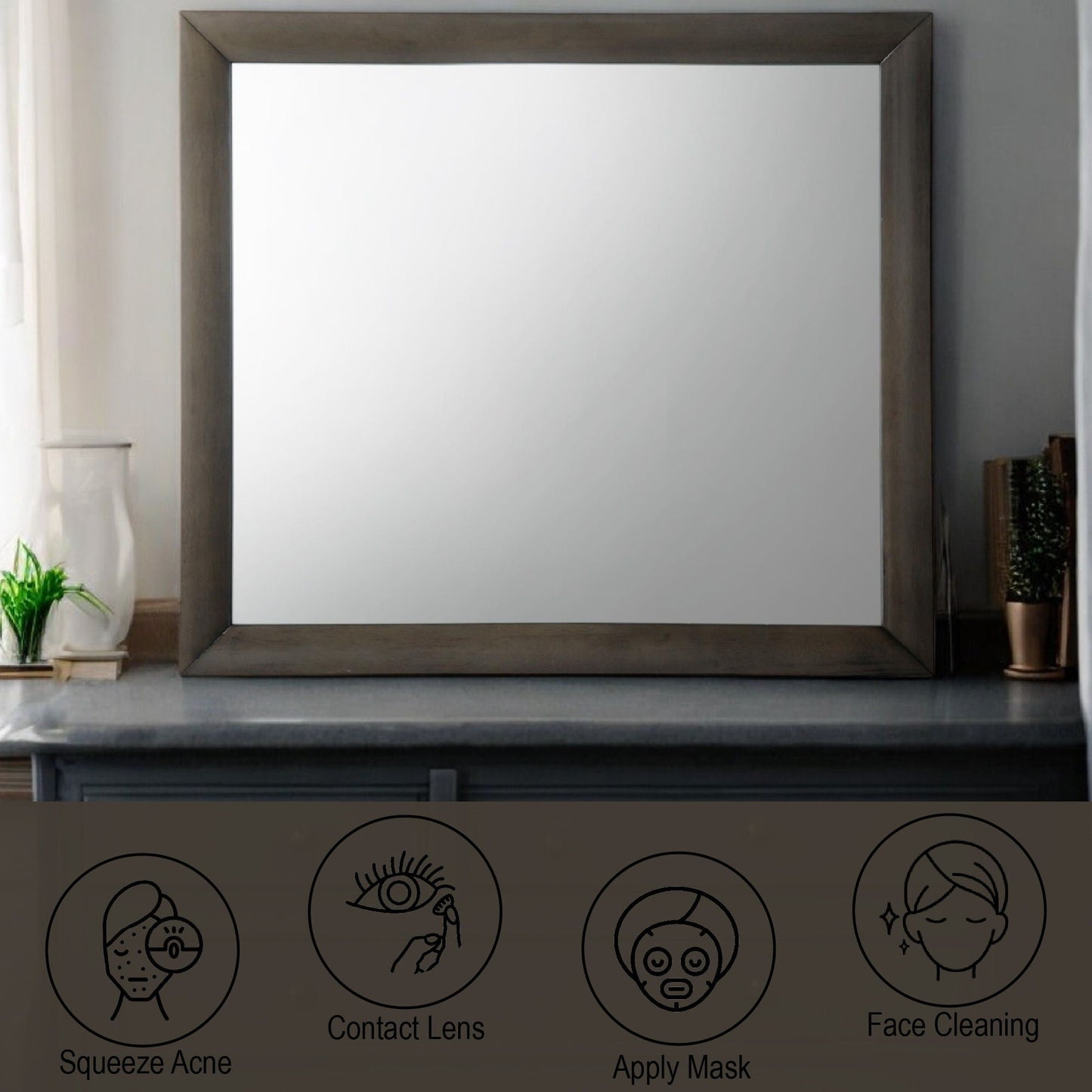 Ireland Contemporary Design Mirror by HouseOfZazla with a dark wood frame on Tampa Home & Garden Store