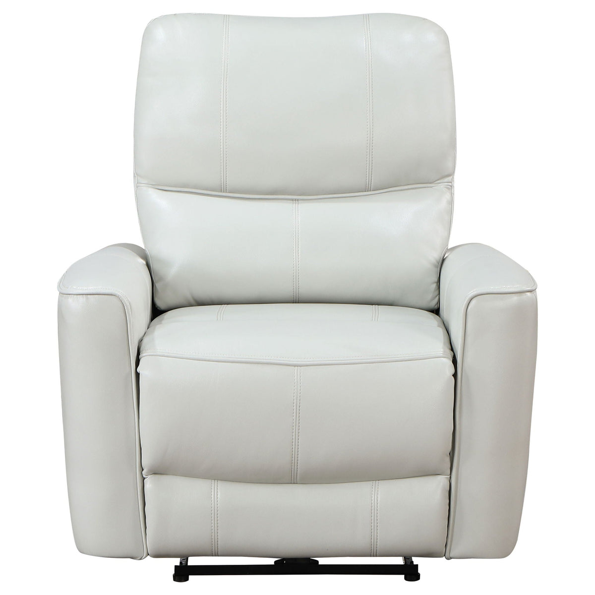 Dove gray leather power recliner chair with smooth reclining action and padded arms on Tampa Home & Garden Store