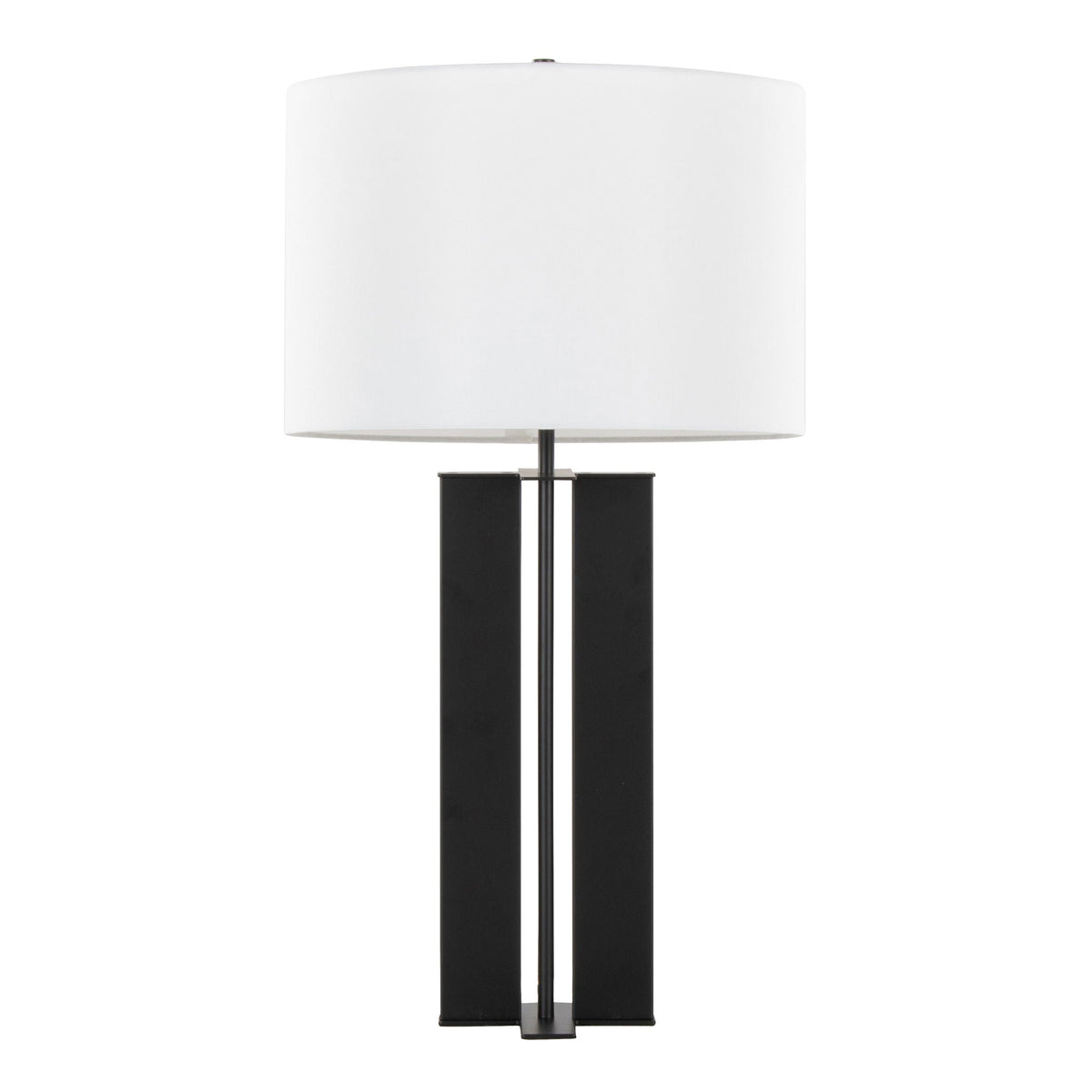 Cosmo - Contemporary Table Lamp white fabric shade with black metal base HouseOfZazla on Tampa Home & Garden Store