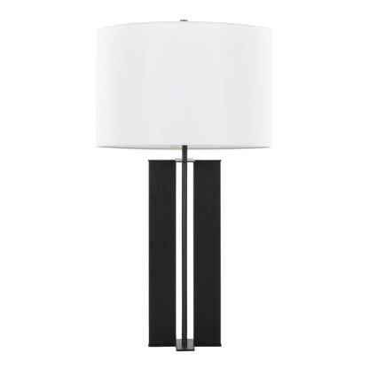 Cosmo - Contemporary Table Lamp white fabric shade with black metal base HouseOfZazla on Tampa Home & Garden Store