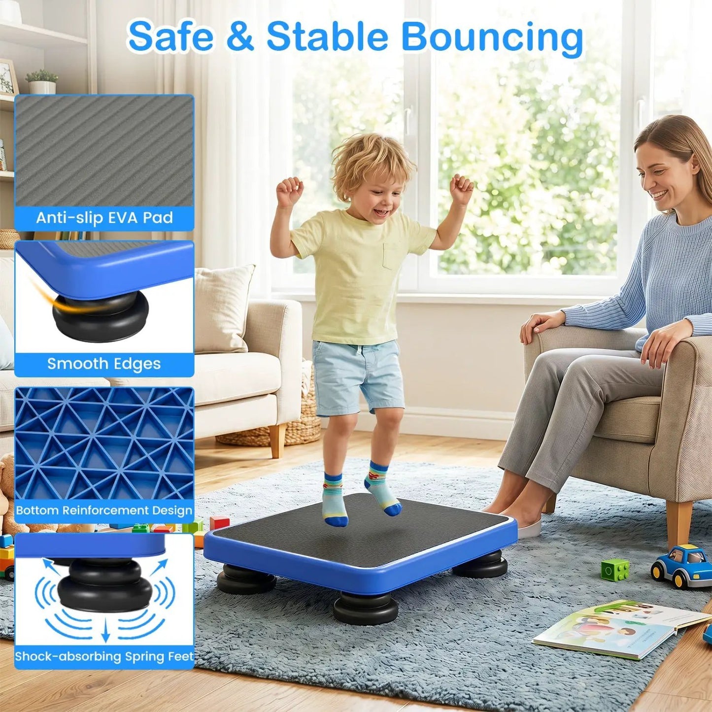 Kids Rebounder Bouncing Board 24x20 with Ropes