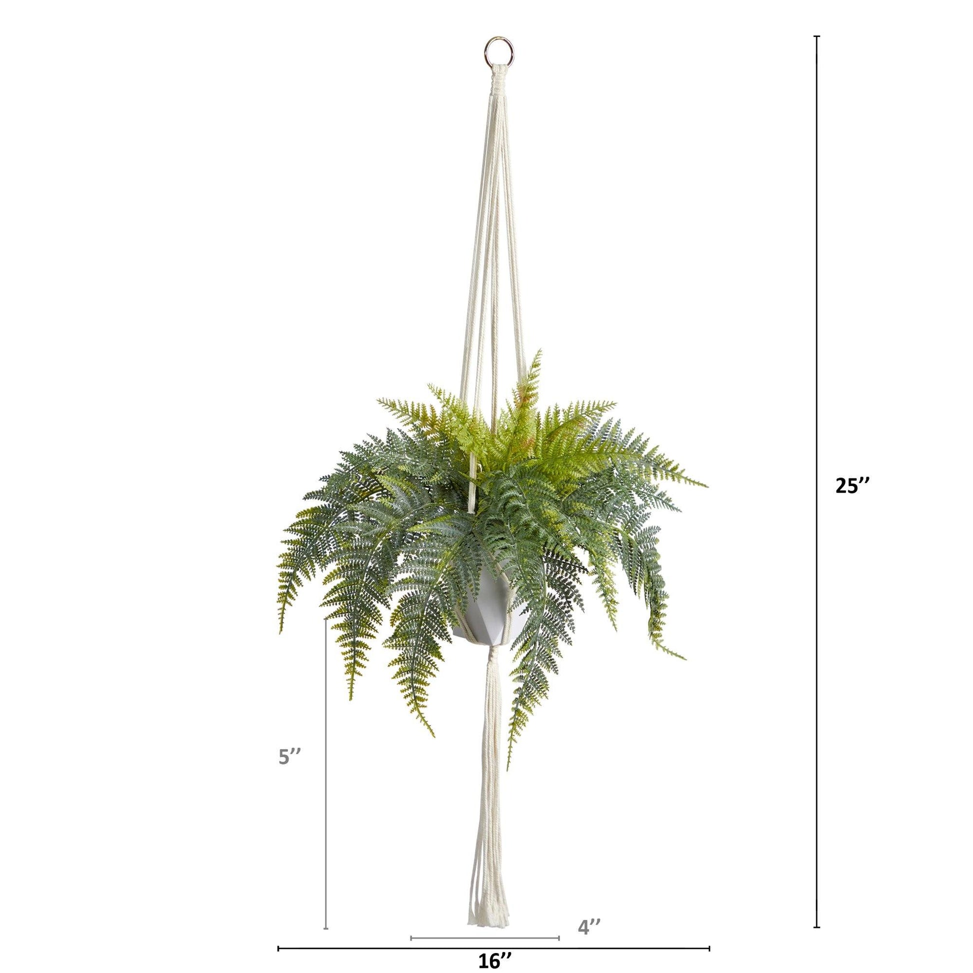 25” Fern Hanging Artificial Plant in Decorative Basket - Tampa Home & Garden Store