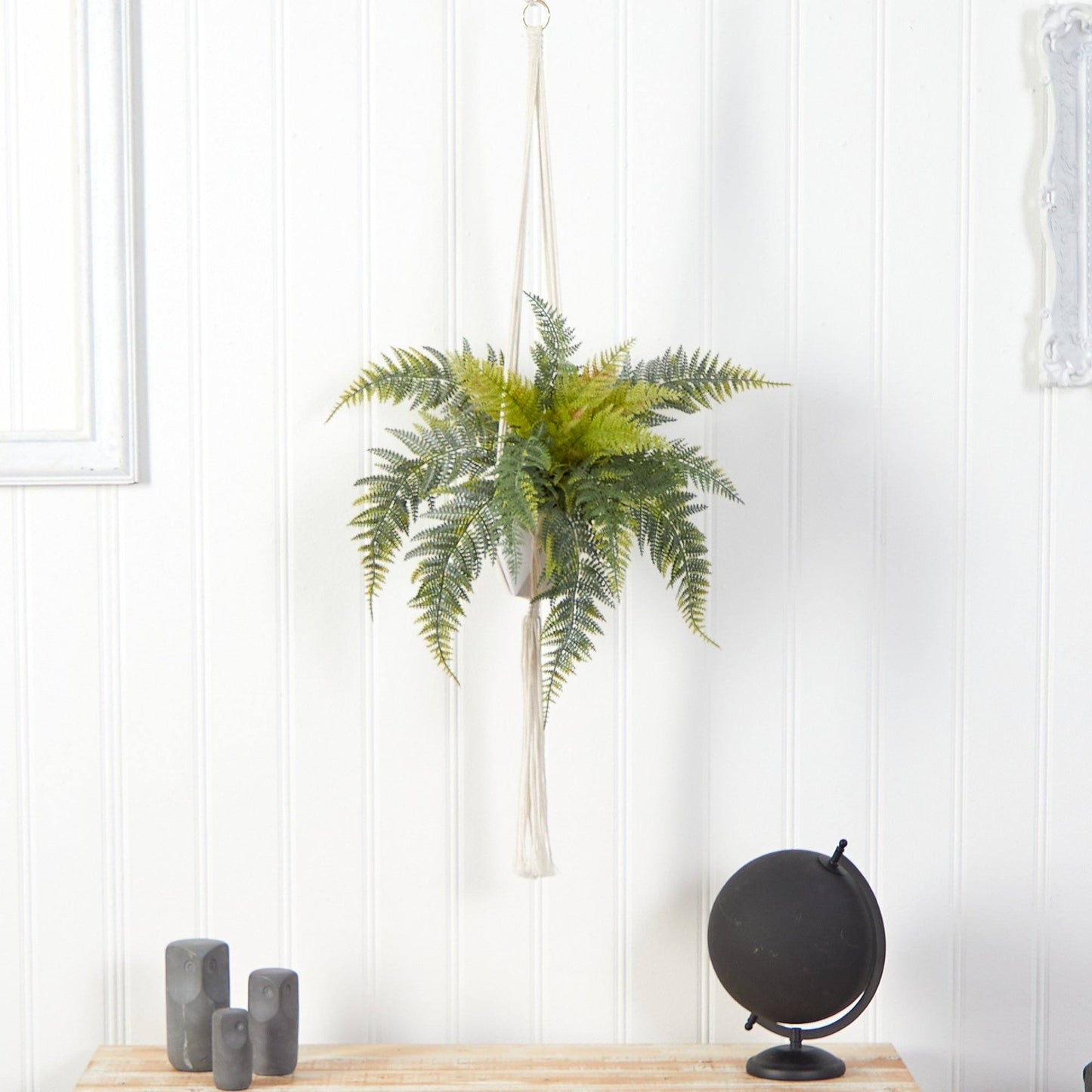 25” Fern Hanging Artificial Plant in Decorative Basket - Tampa Home & Garden Store