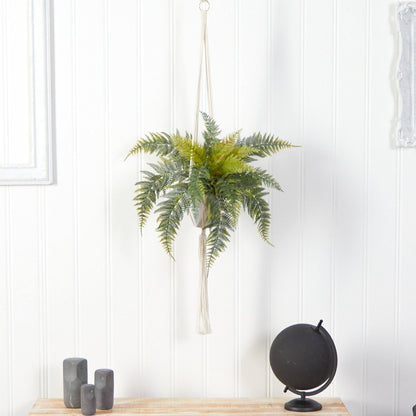 25” Fern Hanging Artificial Plant in Decorative Basket - Tampa Home & Garden Store