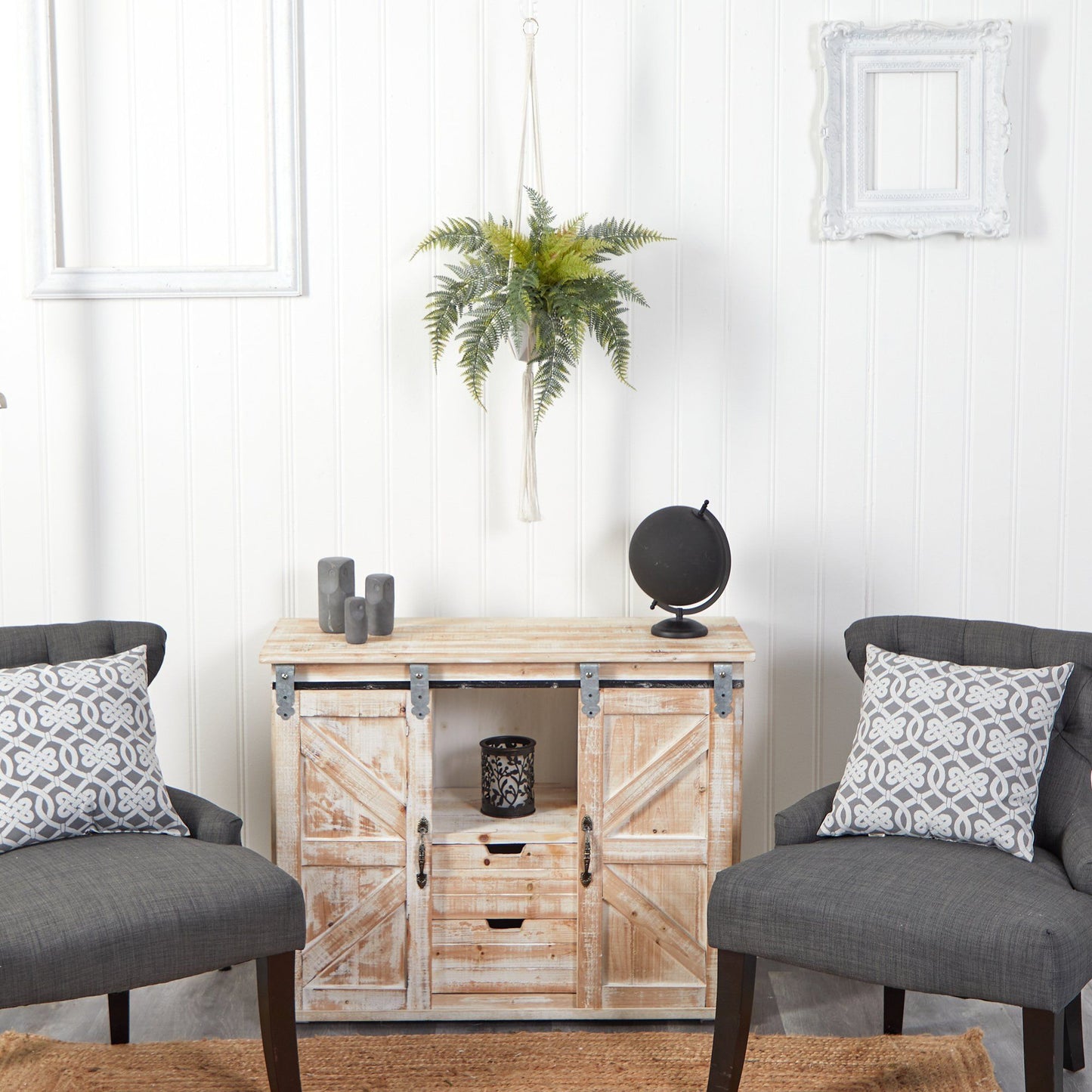 25” Fern Hanging Artificial Plant in Decorative Basket - Tampa Home & Garden Store
