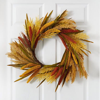 25” Sorghum Harvest Artificial Wreath - Tampa Home & Garden Store