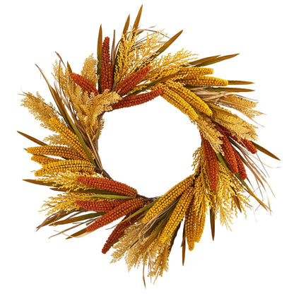 25” Sorghum Harvest Artificial Wreath - Tampa Home & Garden Store