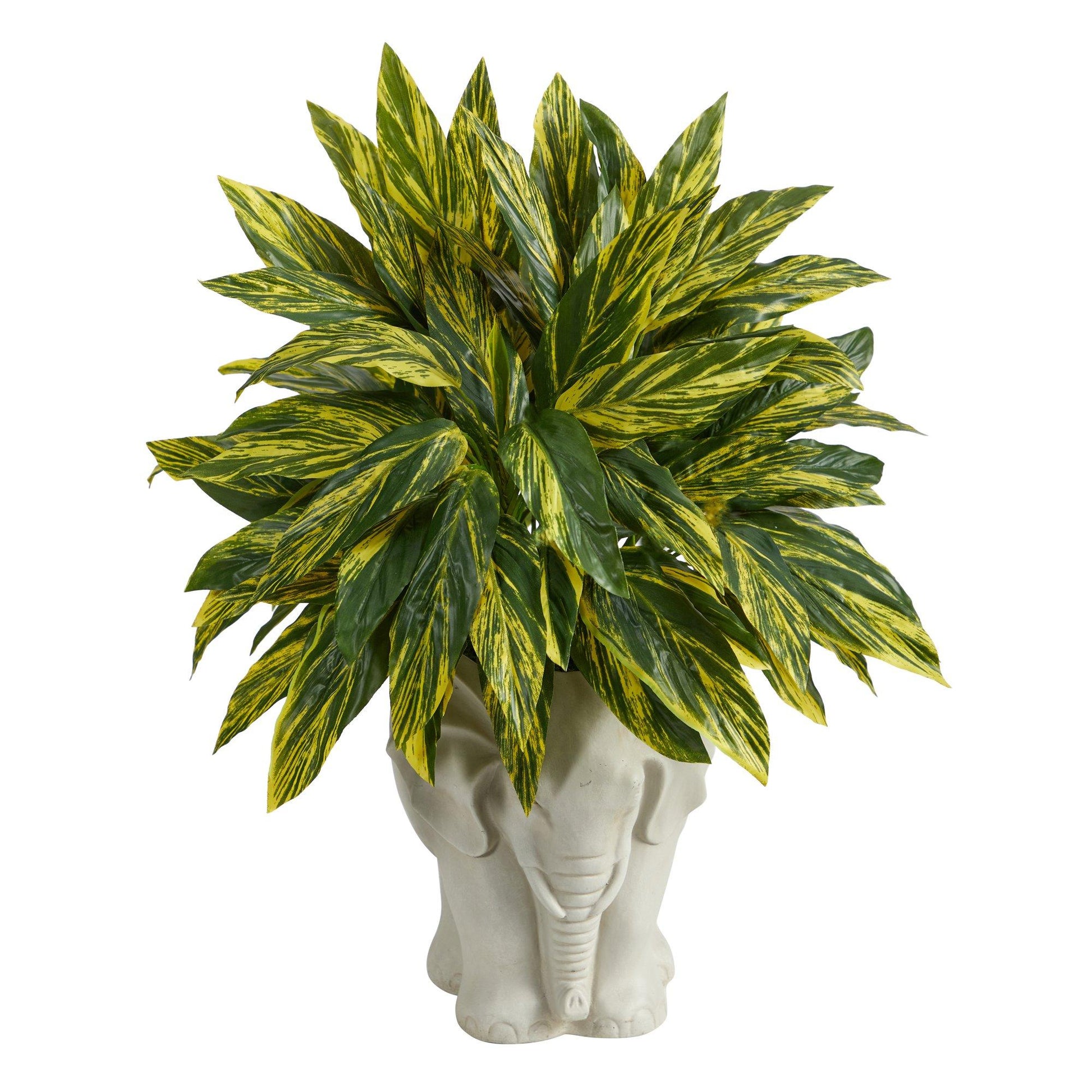 25” Tradescantia Artificial Plant in White Elephant Shaped Planter (Real Touch) - Tampa Home & Garden Store