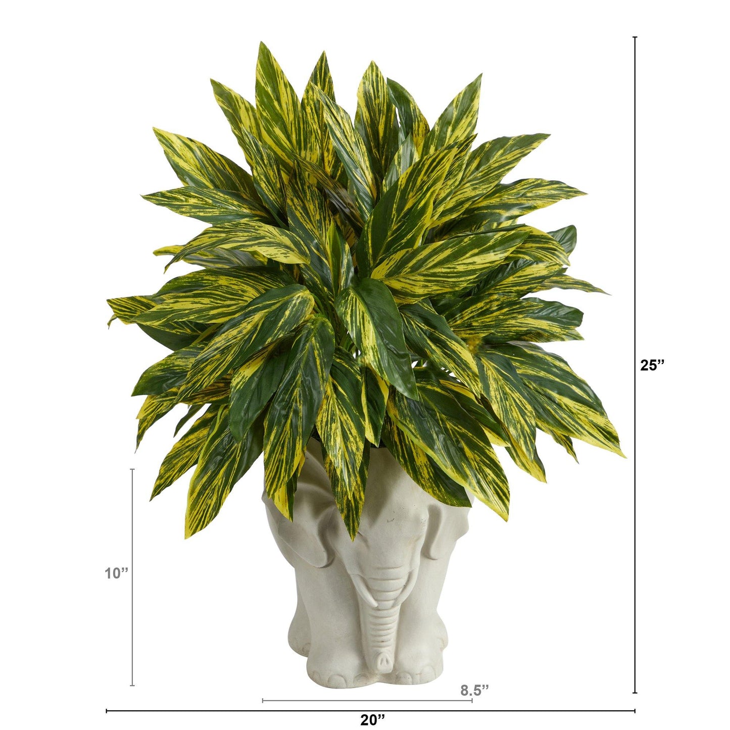 25” Tradescantia Artificial Plant in White Elephant Shaped Planter (Real Touch) - Tampa Home & Garden Store