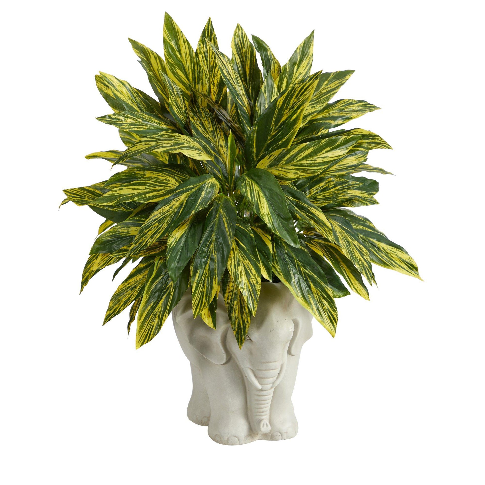 25” Tradescantia Artificial Plant in White Elephant Shaped Planter (Real Touch) - Tampa Home & Garden Store