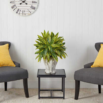 25” Tradescantia Artificial Plant in White Elephant Shaped Planter (Real Touch) - Tampa Home & Garden Store