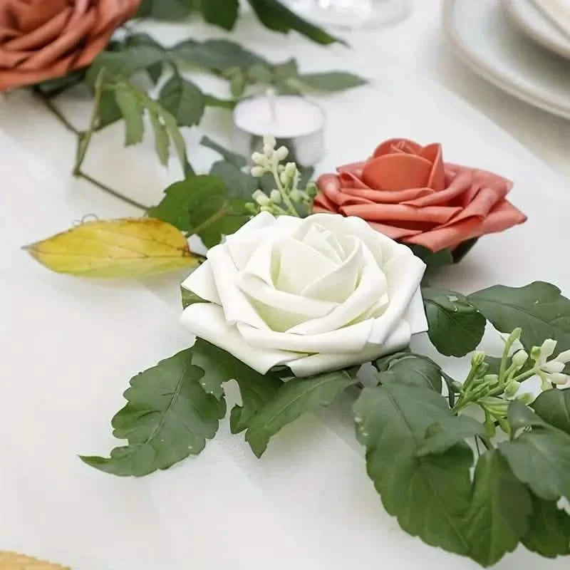 Floroom artificial flowers 25-piece set with white and coral roses and greenery on Tampa Home & Garden Store