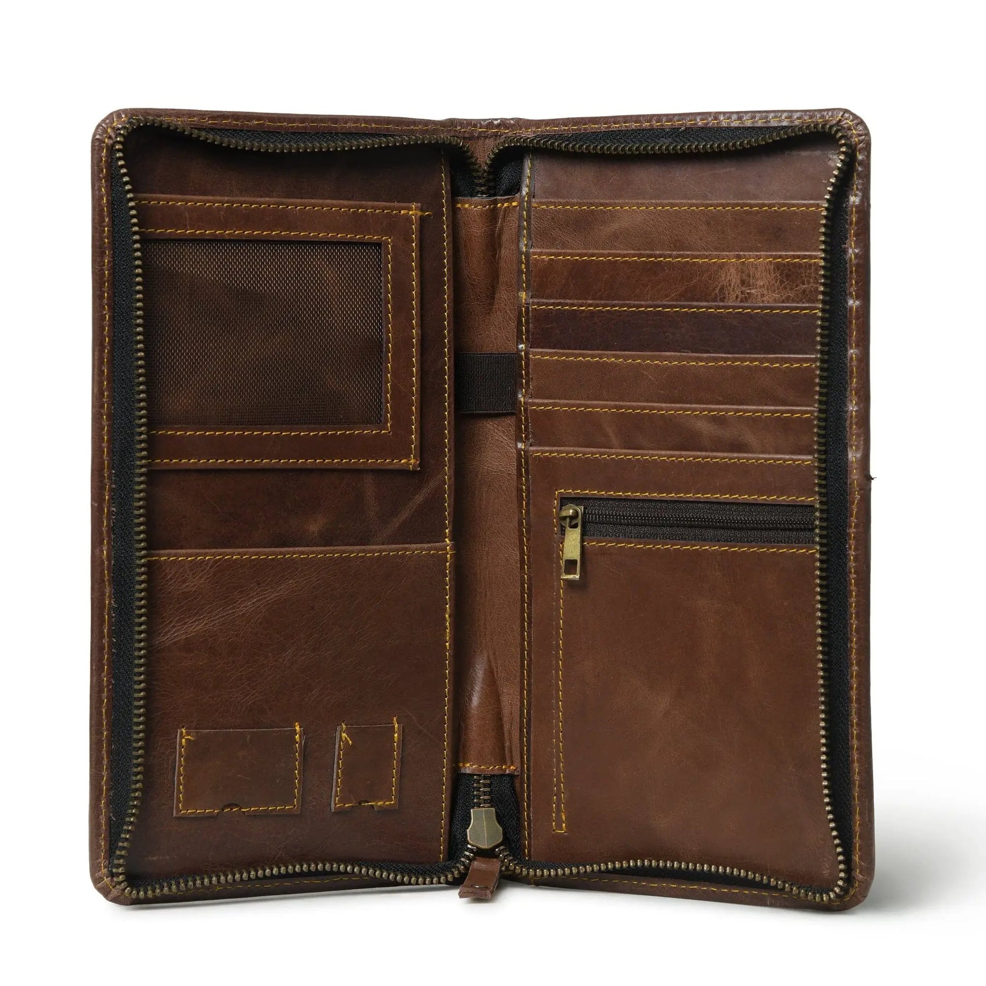Blair Buffalo Leather Wallet cocoa brown with card slots and zip pocket by Classy Leather Bags on Tampa Home & Garden Store