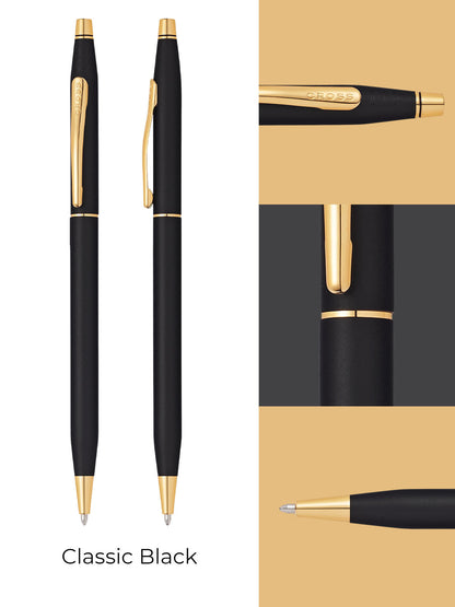Cross Classic Century Black ballpoint pens with gold clips and trim, two pens on Tampa Home & Garden Store
