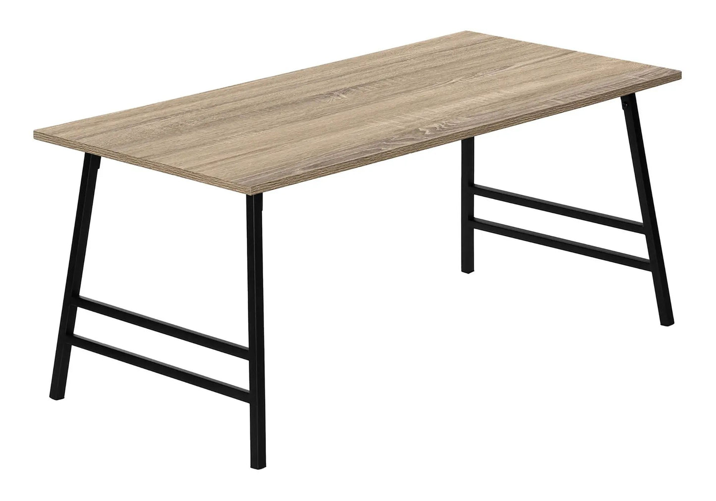 Coffee table Rectangular Modern Style with oak wood top and black metal legs on Tampa Home & Garden Store