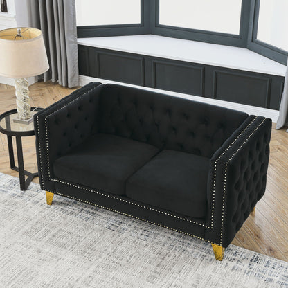 Modern Button Tufted Sofa With Nailhead Trim