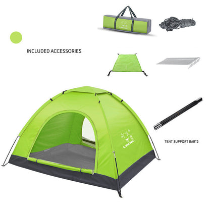 Green one-layer camping tent with gray floor; includes carry bag, poles, stakes on Tampa Home & Garden Store