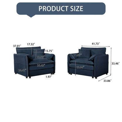 Modern oversized accent chairs set of 2 in navy blue upholstery by HouseOfZazla on Tampa Home & Garden Store