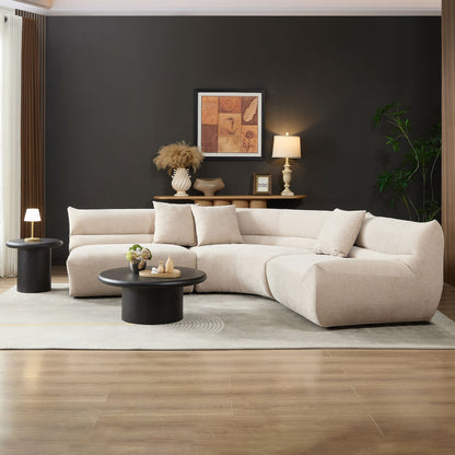 Modular Curved Sectional Sofa and Three Pieces