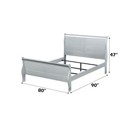 Louis Philippe Sleigh Style Bed, silver metal frame by HouseOfZazla, 90x80 in on Tampa Home & Garden Store