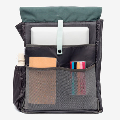 Handy XL Backpack with Laptop Sleeve Lefrik USA, dark gray nylon with teal flap on Tampa Home & Garden Store