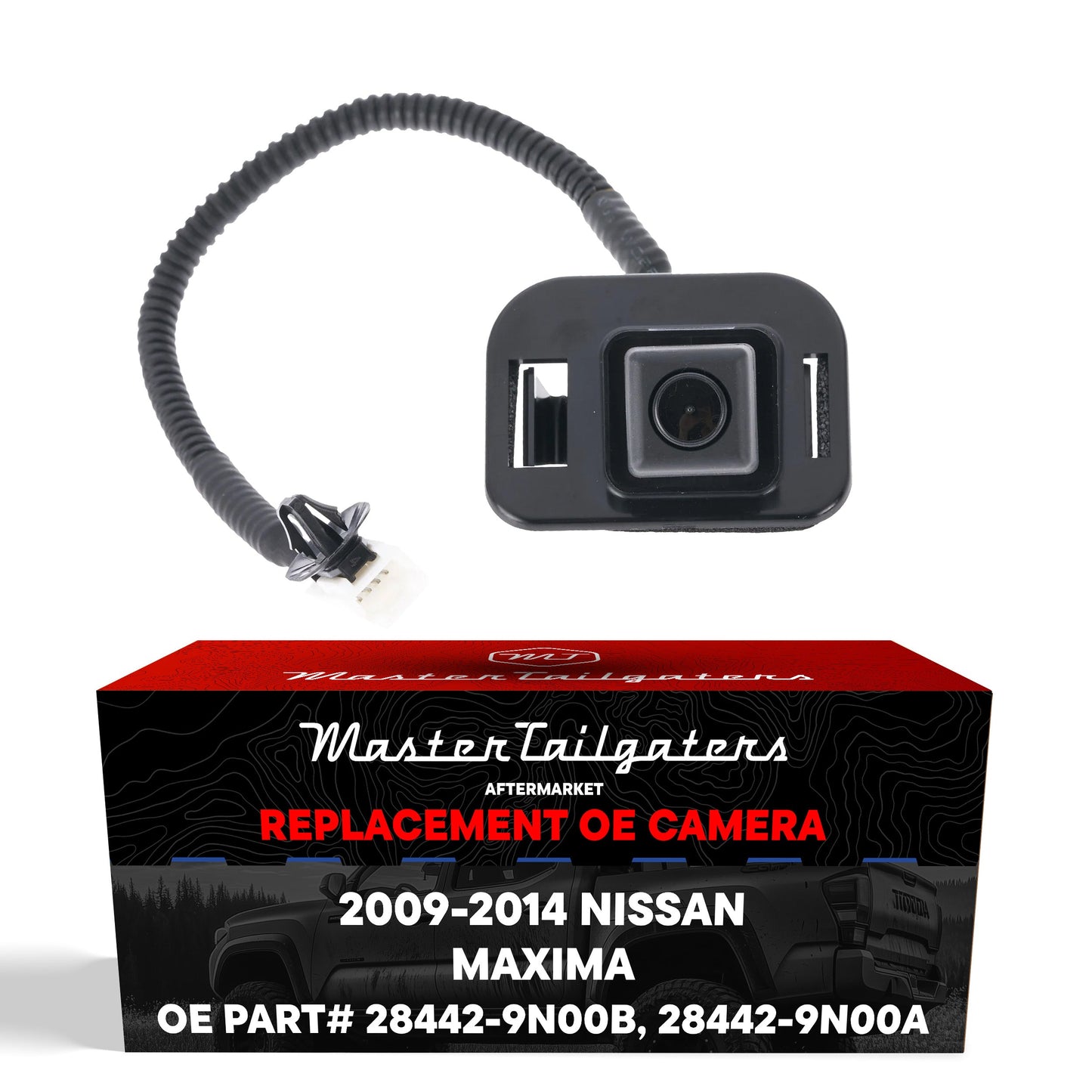 Master Tailgaters Nissan Maxima OEM backup camera, black housing with wiring harness on Tampa Home & Garden Store