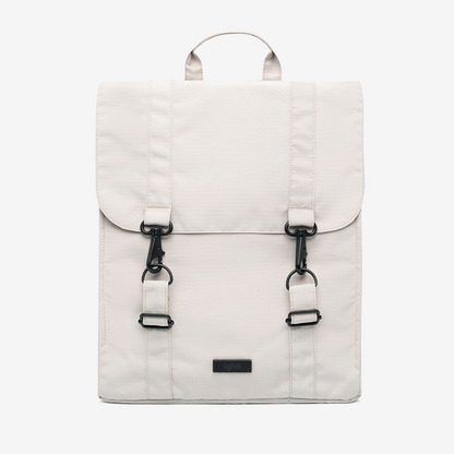 Handy XL Backpack Fossil by Lefrik USA in beige fabric with black buckle straps and top handle on Tampa Home & Garden Store