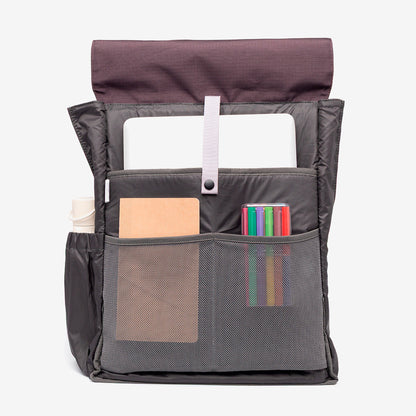 Handy XL backpack with laptop sleeve, dark gray nylon, pink strap, Lefrik USA, mesh pockets on Tampa Home & Garden Store