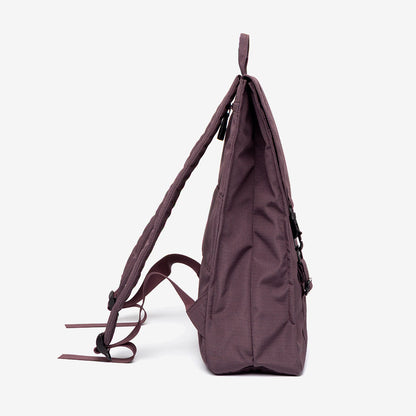 Handy XL Backpack with laptop sleeve by Lefrik USA, purple fabric with padded straps on Tampa Home & Garden Store